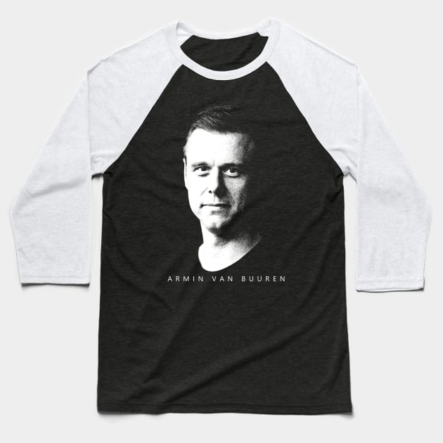 DJ Armin Van Buuren Retro Portrait Baseball T-Shirt by LEMESGAKPROVE